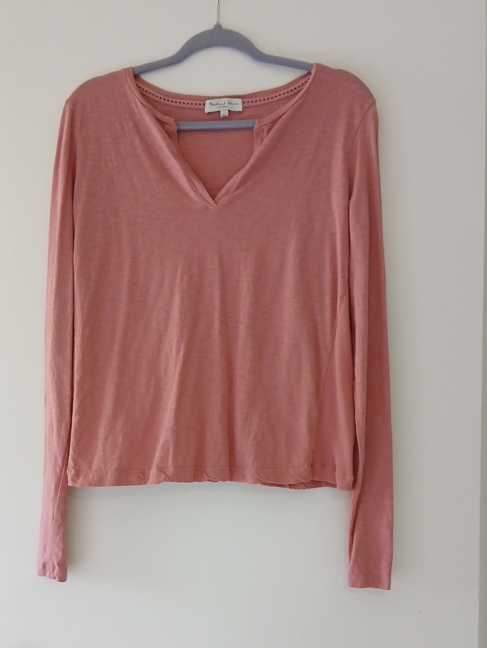 Michael Stars  Long-Sleeve V-Neck Top in Dusty Rose Sz Xl Nwot